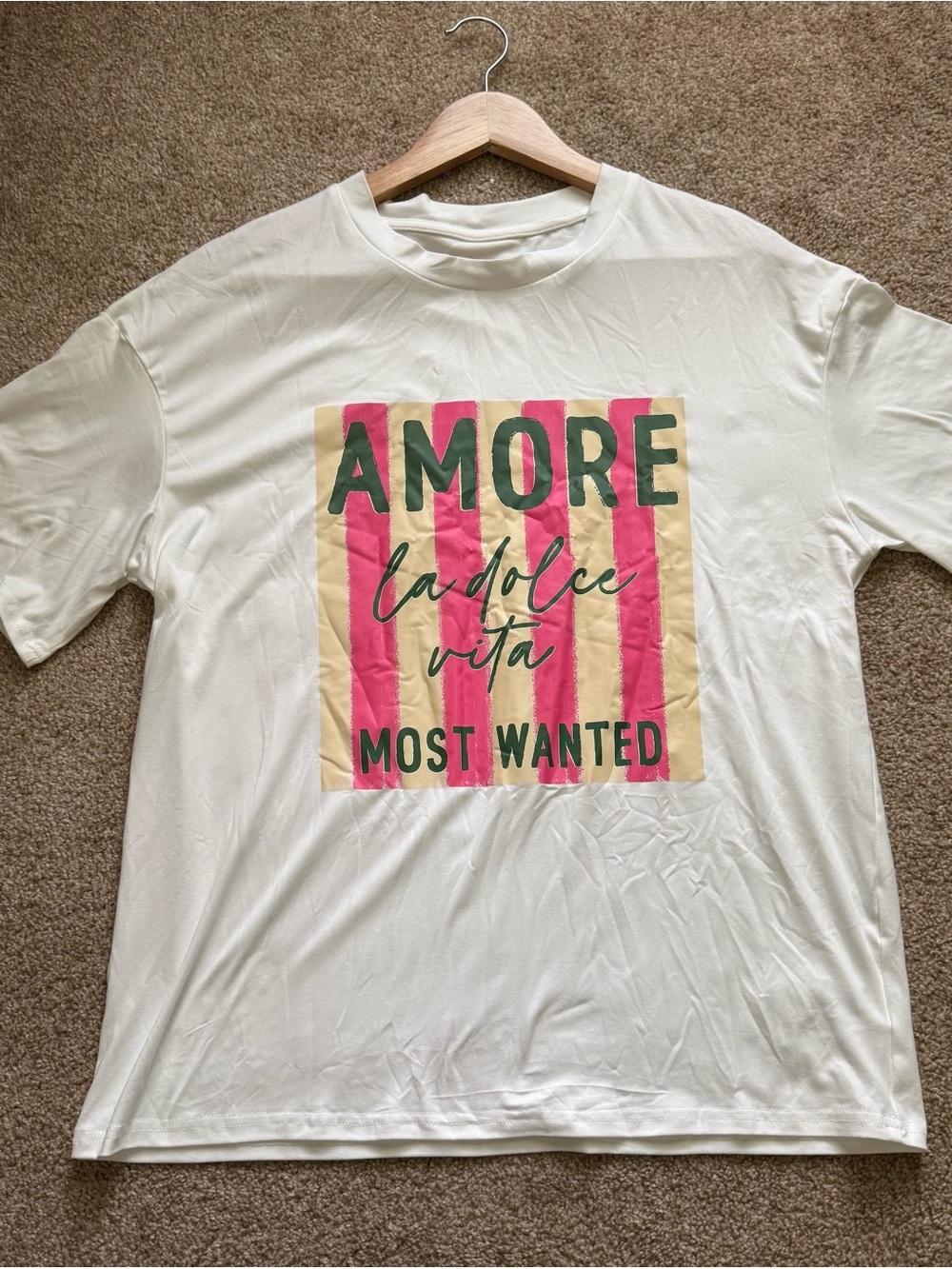 AMORE La Dolce Vita Most Wanted Tee - White with Pink & Cream